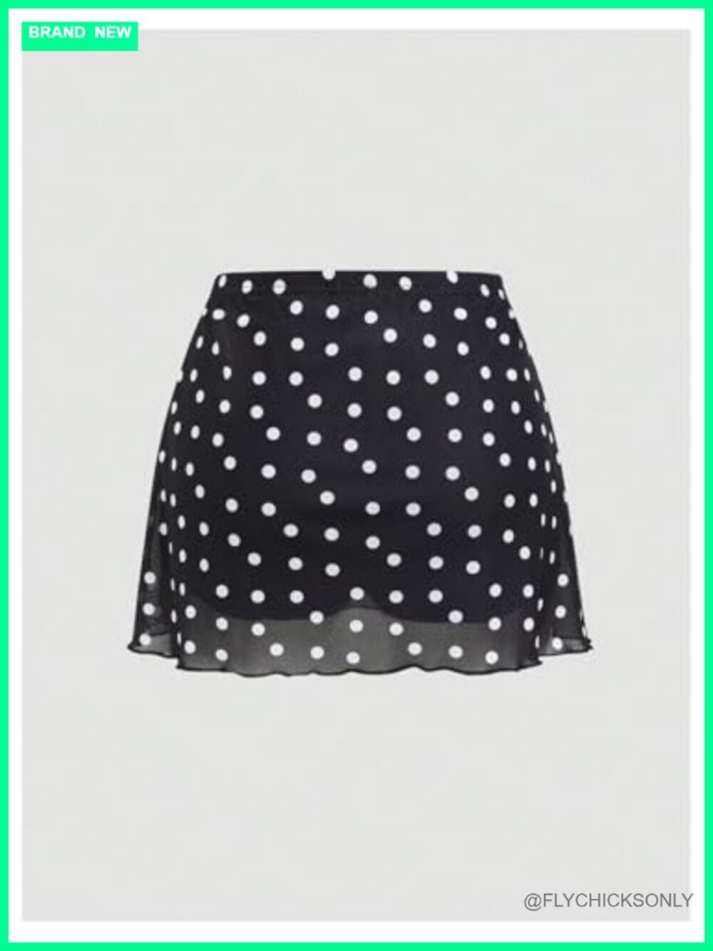 Y2K Polka Dot Mesh A-Line Mini Skirt with Built-in Shorts - Picture 4 of 5
